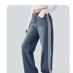 HALARA Blue Flare Jeans with White Stripe